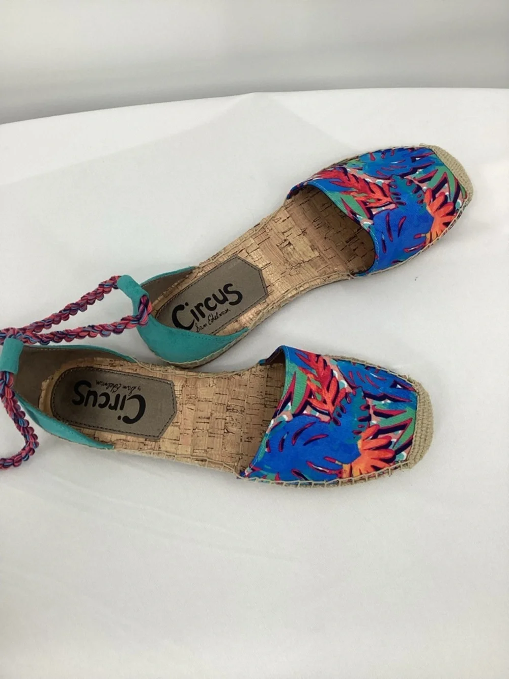 Sam Edelman Leonora Canvas  Braided Espadrille Flats TROPICAL Print